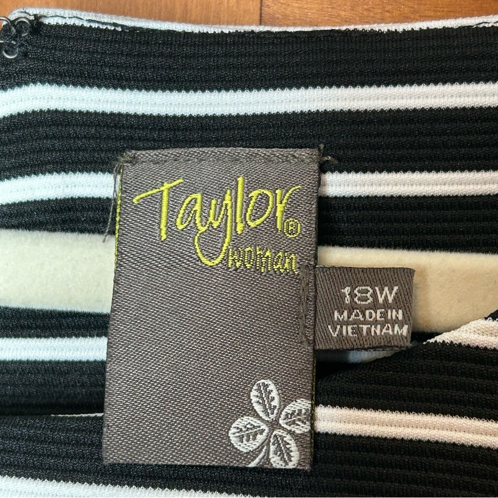 Taylor Woman Black and White Striped & Gingham Checkered Midi Dress Retro - Picture 7 of 16
